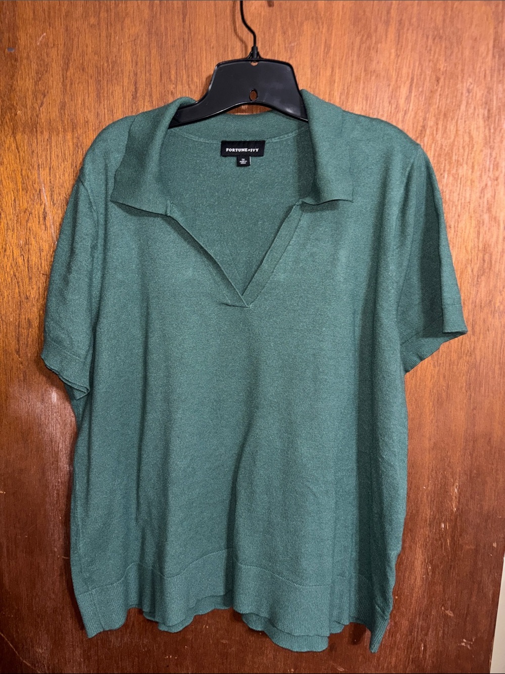 Green polo style lightweight sweater